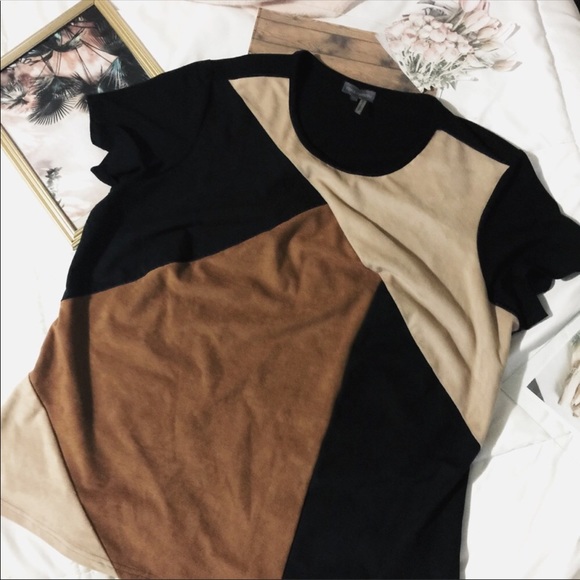 Vince Camuto Tops - VINCE CAMUTO • Suede asymmetrical Color block Top